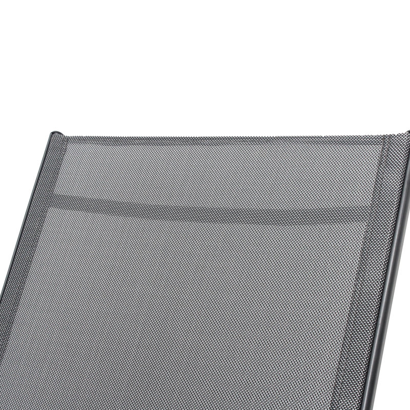 Gray Color Patio Recliner Lounge - Steel Frame, Rustproof Coating, Fabric, Lumbar Support 2 Pieces Outdoor In With Pillow Strong Construction, Rust Proof Adjustable Angles