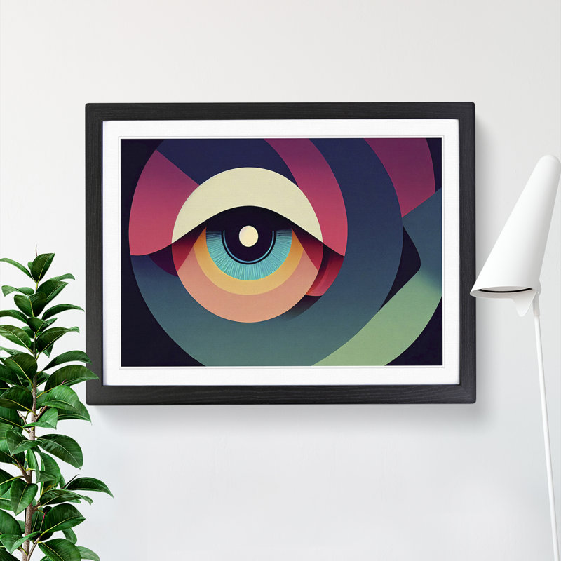 XH1022-6104X Modern Human Eye Abstract - Single Picture Frame Print, 46cm H x 64cm W x 2cm D, Black