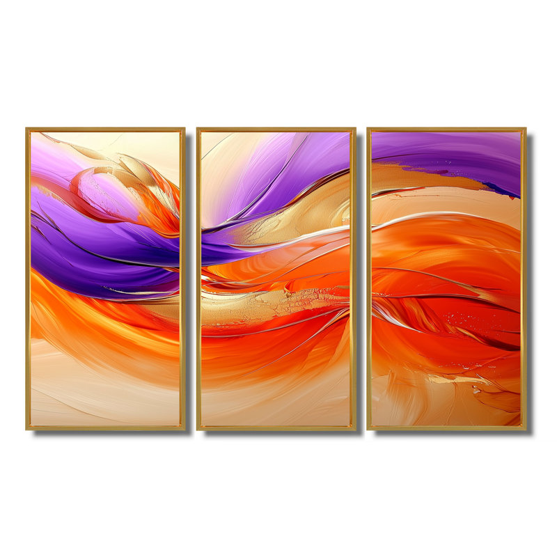 «Galactic Bloom», ensemble de reproductions d'art mural, H 40 po x l 60 po, Reproduction avec cadre flottant, Doré