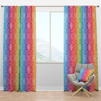 Motif floral ethnique - Rideau damassé - Velours obscurcissant - 1 panneau
