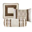 Édredon grand 7 pièces en taupe / brun, collection de literie neutre, comprend édredon, taies décoratives, coussins taupe / brun, décoration incluse, lavable à la machine-128921259-128921260