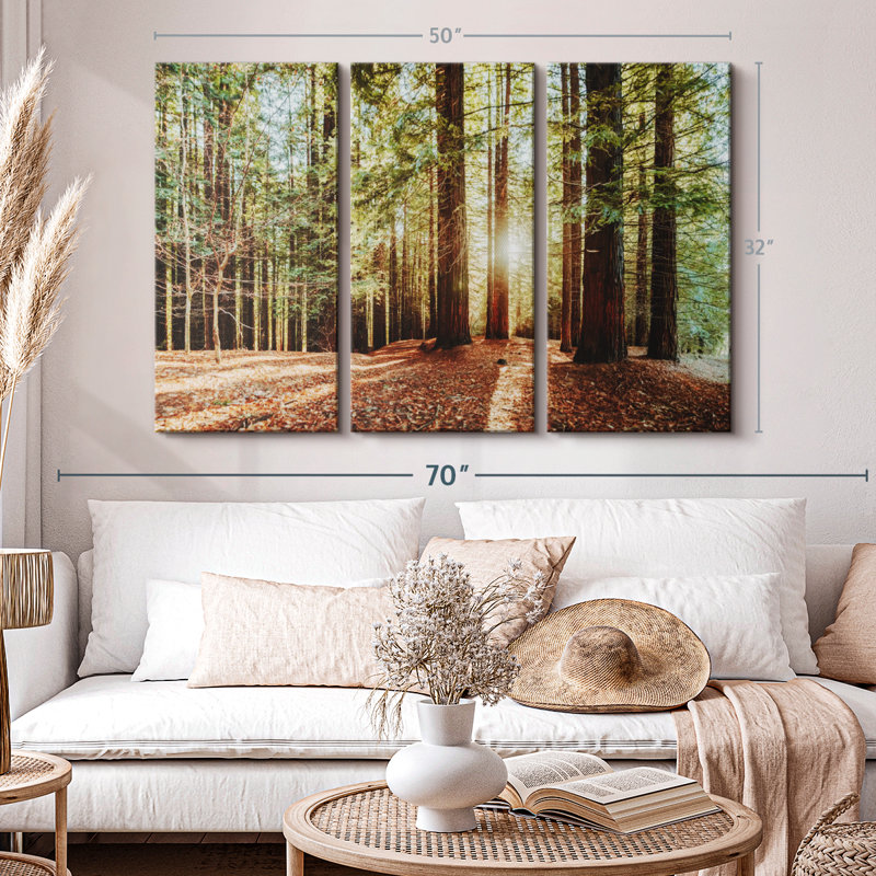 «Redwood with Sun Rays» sur toile, H 32 po x l 50 po x P 1,25 po