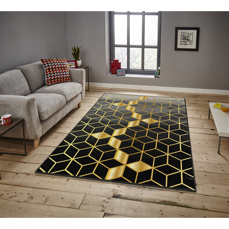 Luxurious Velvet Area Rug, 4.6 x 7.2 Feet | 100% Polyester, 740 g/m² | Non-Slip Felt Dot Underside, Machine Washable | Digital Print Design, Easy to Clean, Perfect for Living Room & Bedroom Décor