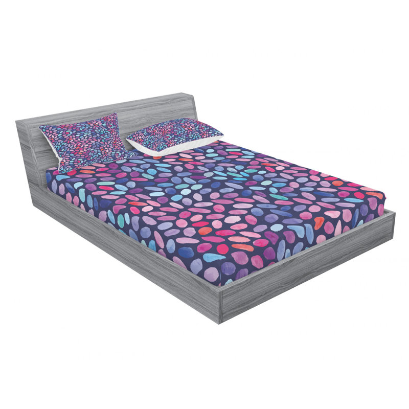 Microfiber Geometric Sheet Set, Full/Double Sheet Set with Fitted Sheet