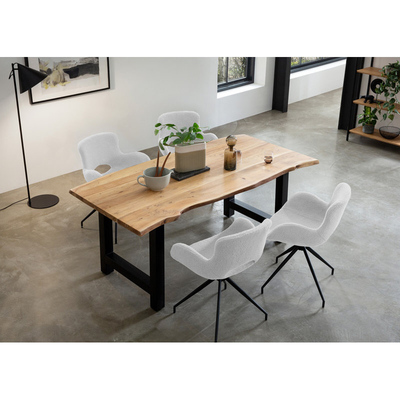 4 - Person Dining Set, Natural/White/Black, Black/White/Natural, 75cm H x 160cm W x 85cm D