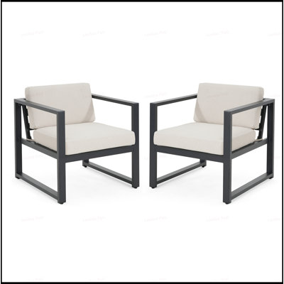 Ensemble de 2 fauteuils de patio d'extérieur élégants et durables avec coussins confortables, idéaux pour se détendre par tous les temps