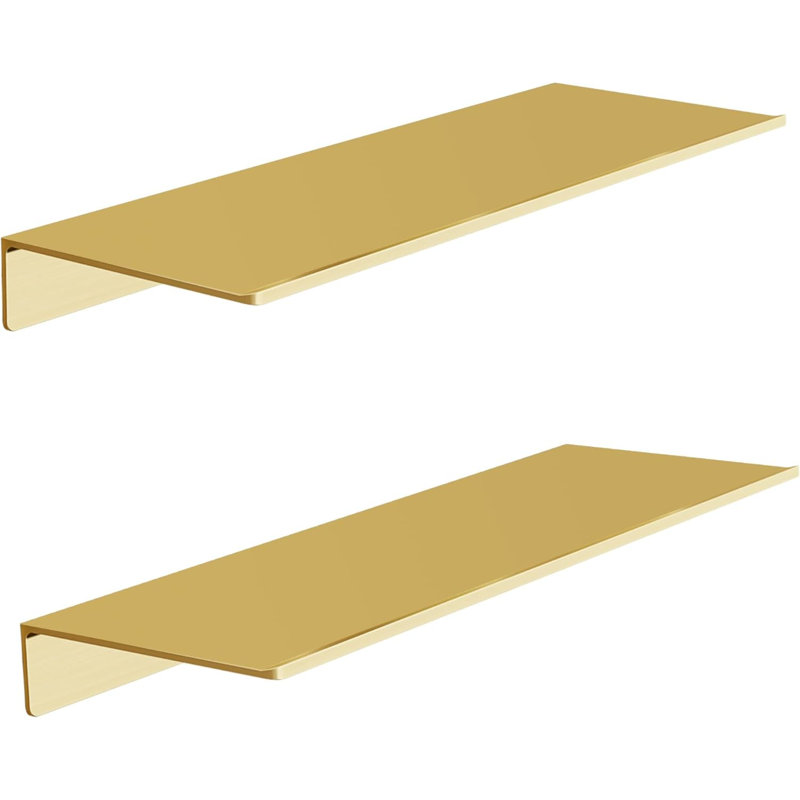 Primetto 2 Piece Floating Shelf, Brushed Gold, 12.5cm H x 40cm W x 2cm D