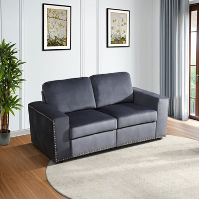 Dark Grey Microfiber Smooth Soft 2-Piece Living Room Modular Sofa Set