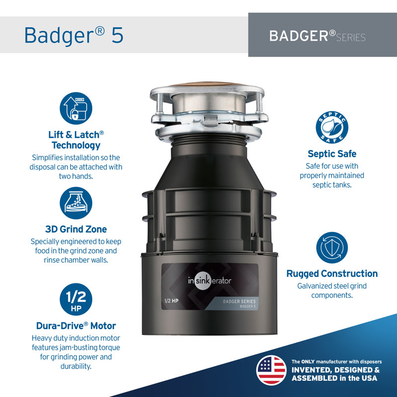 Badger 1/2 HP Continuous Garbage Disposal