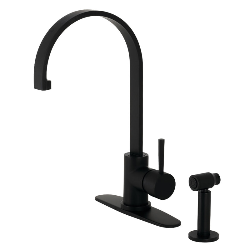 Robinet de cuisine à poignée simple avec jet latéral Concord, Noir mat