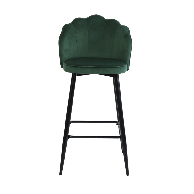 Kindig Upholstered Counter Stool with Metal Frame, Green, Black