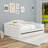 Twin Wooden Upholstered Daybed with USB, Type-C Charging Ports, Trundle and Slats-1546468191