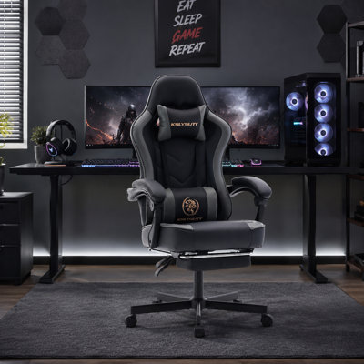 Adjustable Reclining Ergonomic Faux Leather Swiveling PC & Racing Game Chair