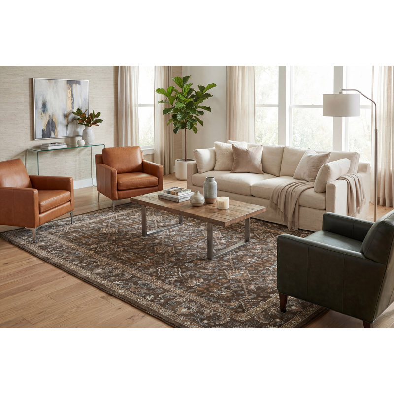 ANCIENT GARDEN 9.2X12.10 57276-3235 DARK BROWN/BEIGE/BLUE, Rectangle 9'2" x 12'10"