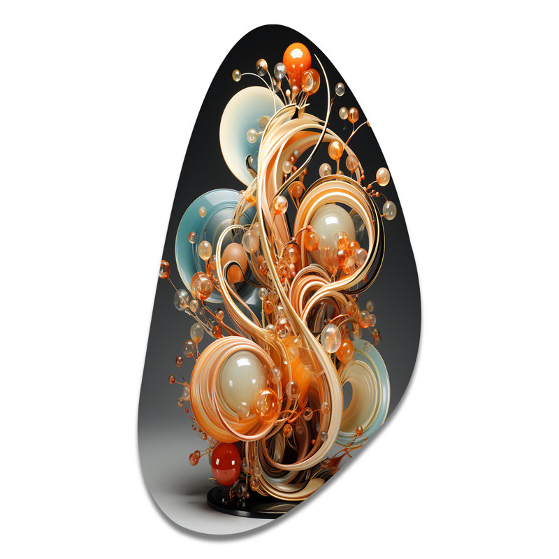 Sculpture en fil d'or - Reproduction d'art asymétrique en forme de spirale abstraite, H 31 po x l 17 po x P 1 po