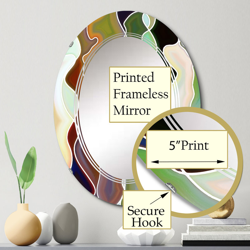 Abstrait coloré de courbes féminines - Miroir mural glam ovale, 30 po x 20 po