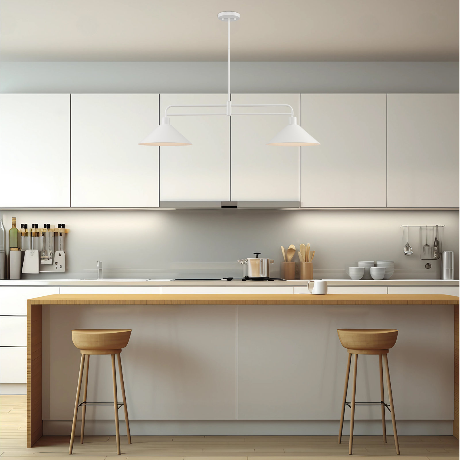 Fayra Dimmable 2-Light Pendant, White