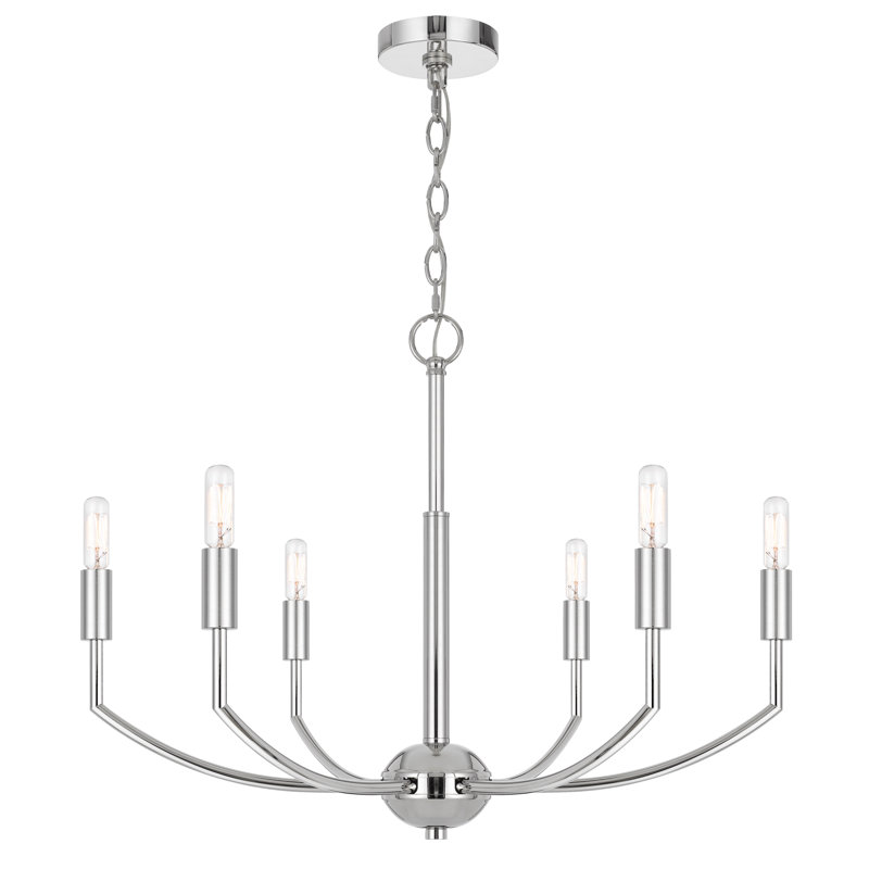 Lustre en métal chromé 6 lumières Maxton