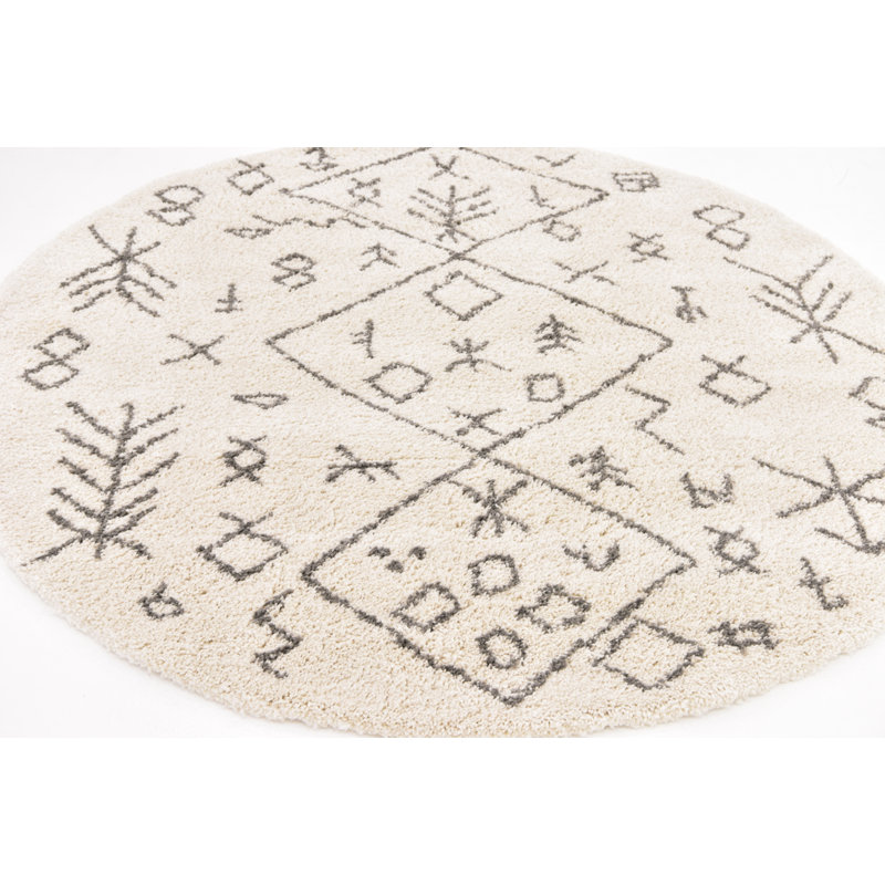 Jonnye Southwestern Area Rug, Round 8', Cream