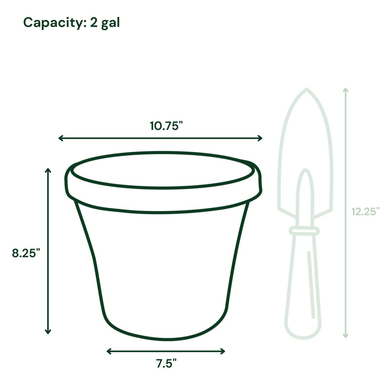 Pot à fleur intérieur / extérieur en plastique Terra, Terre cuite, H 8,5 po x l 10,75 po x P 10,75 po