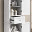 Grande armoire de rangement pour salle de bain, armoire de rangement autoportante avec tiroir et tablette réglable, panneau de fibres à densité moyenne avec finition peinte-352492080