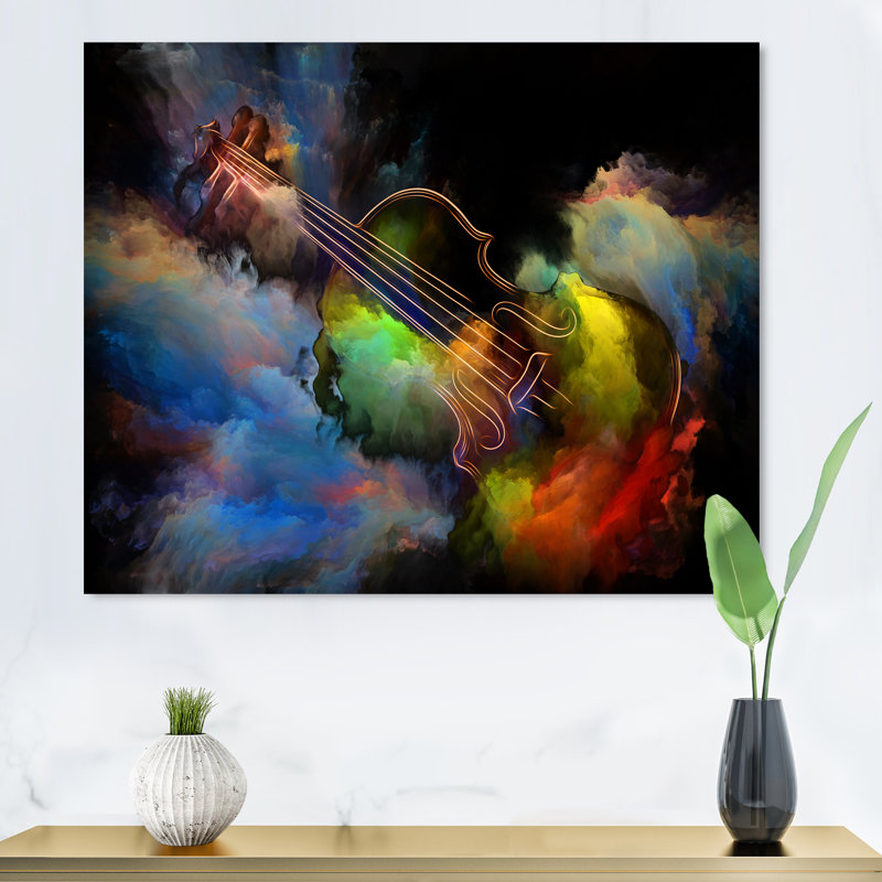 Colourful Abstract Guitar Illustration Ii - on, 16" H x 32" W x 1" D