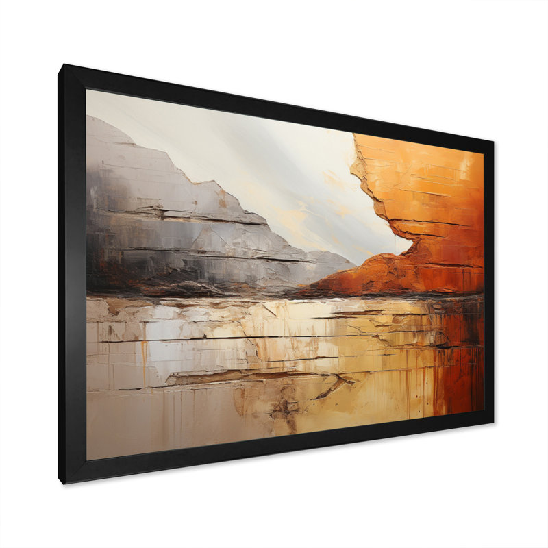 «Grey Orange Gray and Orange Geologique Wonders» sur impression sur toile, H 34 po x l 44 po x P 1,5 po, Cadre simple noir