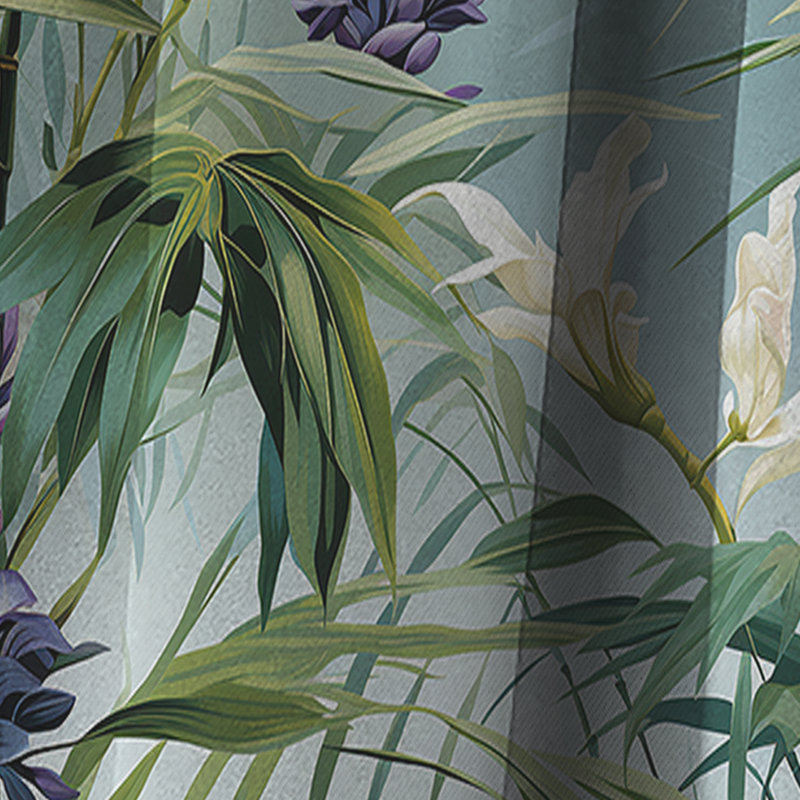 Rideau occultant floral vert mauve et vert sérénade en bambou III - 1 panneau, L 52 po x L 108 po