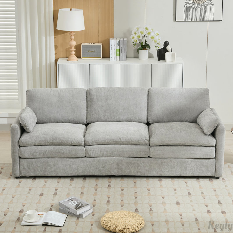 Canapé confortable en chenille 3 places avec coussins double couche et conception ergonomique pour un confort ultime dans les salons