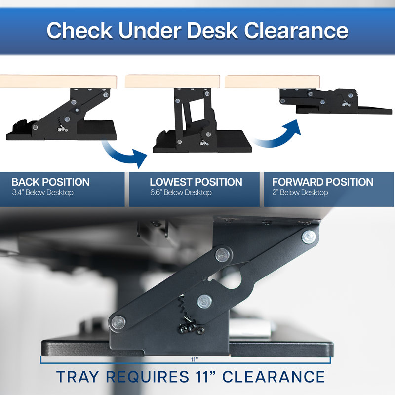 Vivo Extra Sturdy 34" Under Desk Keyboard Tray with Swinging Height Adjustment (MOUNT-KB34S)