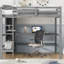 Lit mezzanine double avec tablettes multifonctionnelles et bureau sous le lit-1907494762