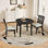 Ensemble de table de salle à manger 3 pièces pour 2 personnes, 1 table de salle à manger pliante en bois + 2 chaises rembourrées, conception compacte pour petits appartements et salles à manger - noir