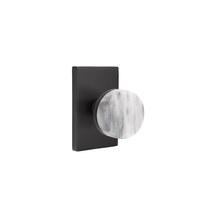 Select Round Knob with Rectangle Rosette, Flat Black