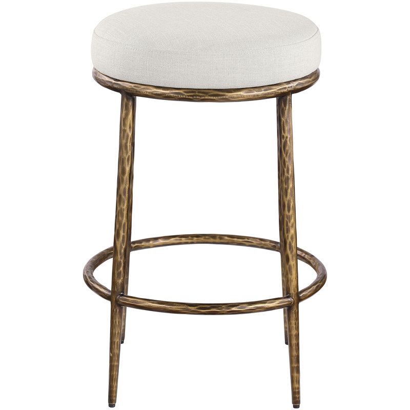 Tabouret de comptoir Ferro Hessle, Crème, Doré