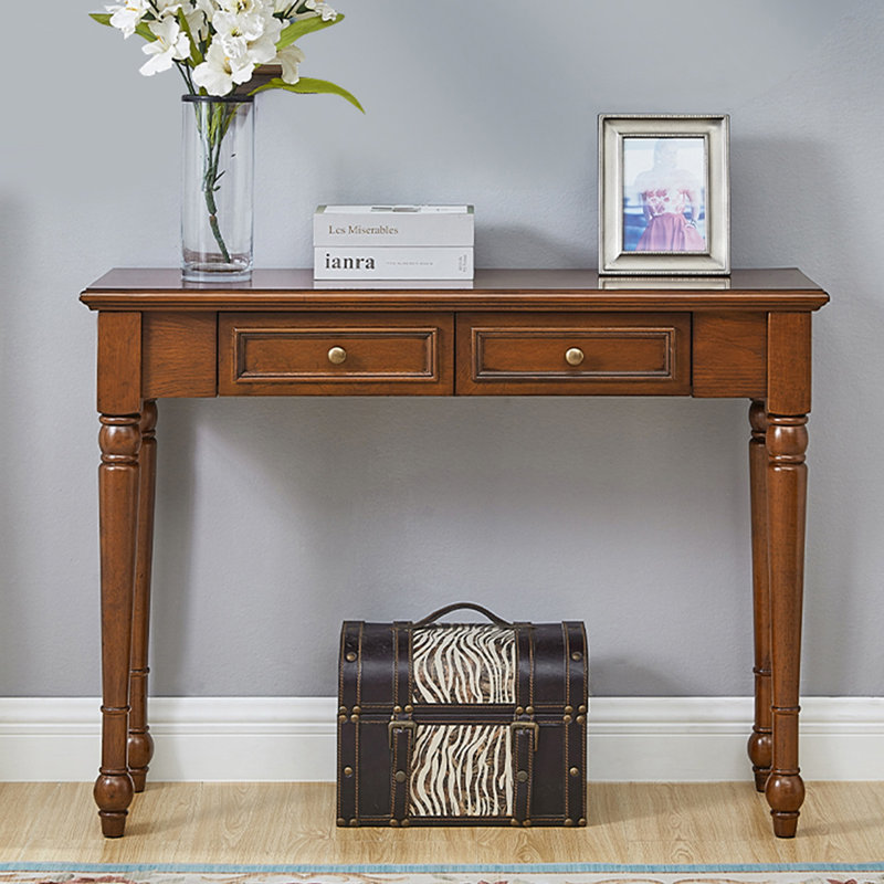 Console rectangulaire en bois massif, H 29,92 po x l 35,43 po x P 13,78 po, Marron