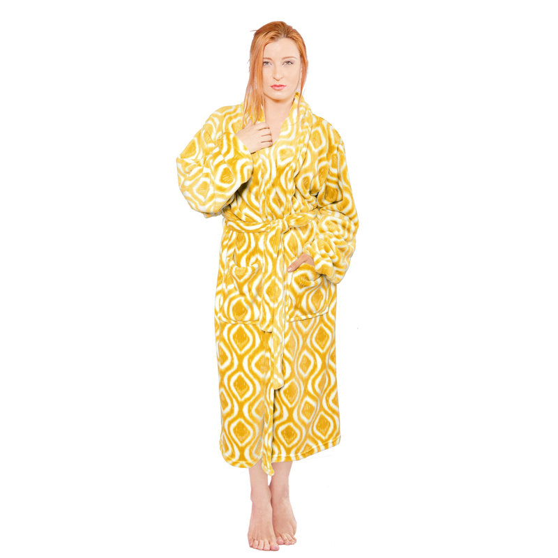Fleece Gender Neutral Mid-Calf Bathrobe with Pockets, Cascade, Large