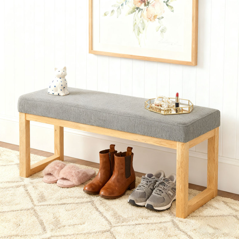 Upholstered Shoe-changing Bench, Dark Gray