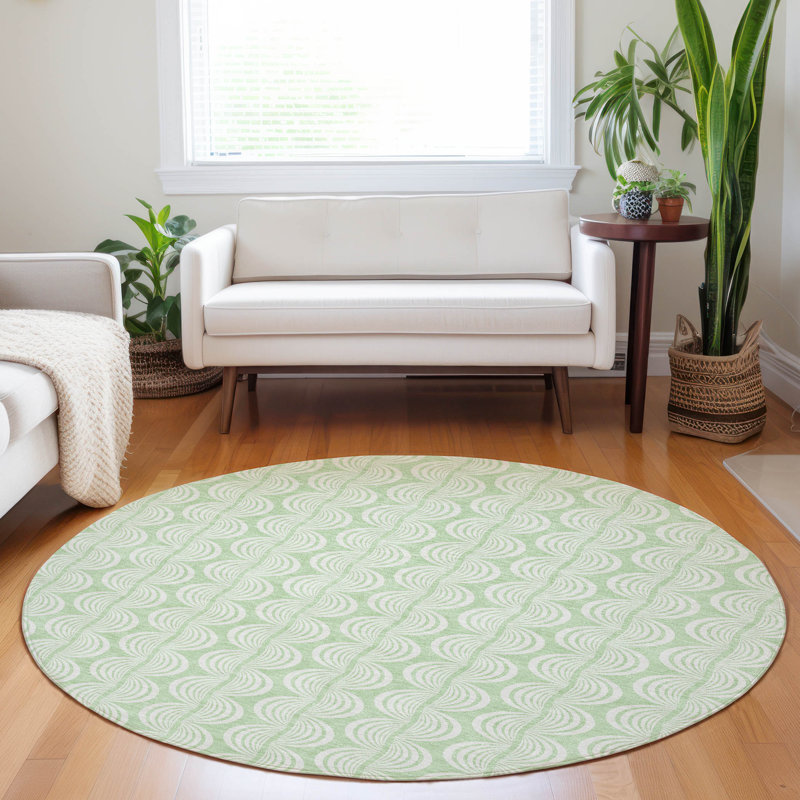 Tapis d'intérieur / extérieur vert Darya , 8 pi x 8 pi
