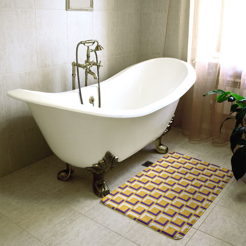 Tapis pour salle de bain Baltimore, l 17 po x L 24 po, Or / mauve / blanc
