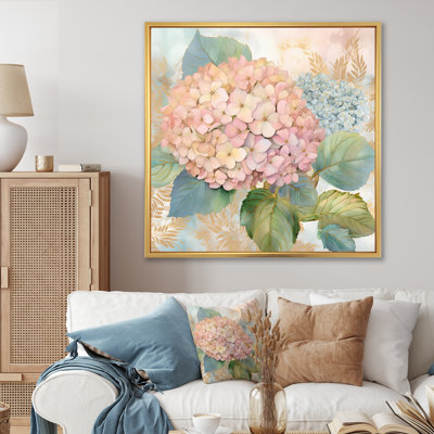Rétro bouquet d'hortensias rétro pastel I sur toile