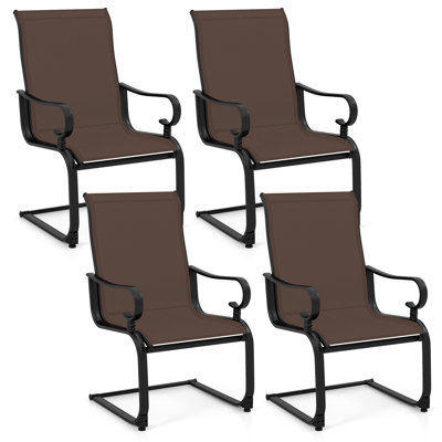 Patio Dining Chairs Set of 4 C-Spring Motion Patio Chairs w/ Metal Frame by Latitude Run