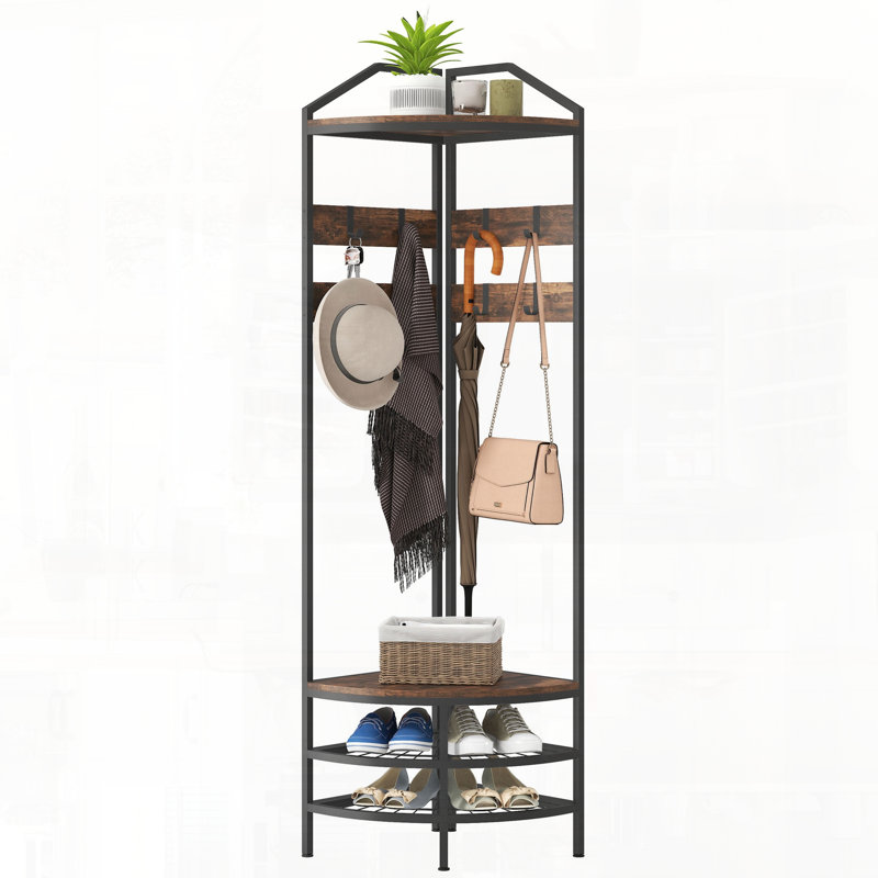 Portemanteau industriel avec crochets et tablettes