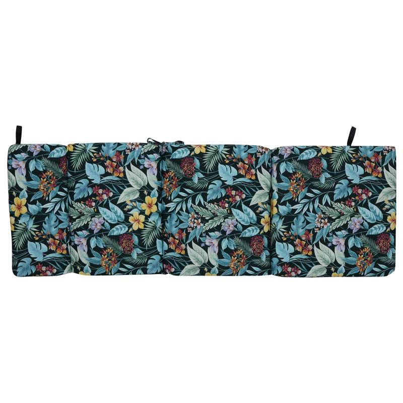 Coussin de chaise longue d'extérieur 72 po x 24 po, Bleu / vert / floral sarcelle Carena