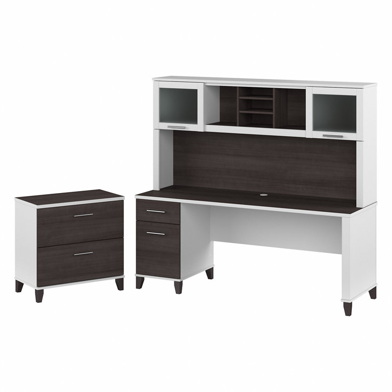 Ozro 71'' Desk, Storm Gray / White