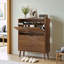 Armoire à chaussures Mid-Century moderne avec tiroirs rabattables et pieds en bois massif