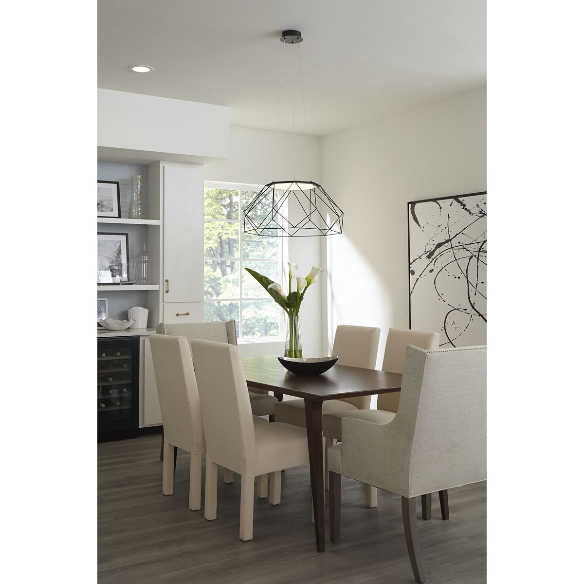 Roibin Single - Light Metal Dimmable LED Geometric Chandelier, 103.8" H x 27.1" W x 27.1" D