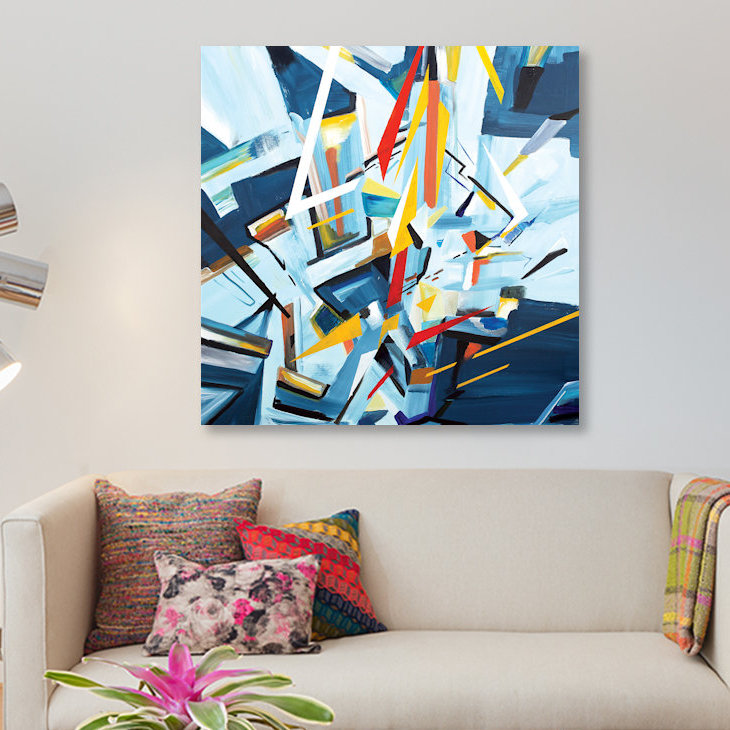 « édifices », impression sur toile, H 26 po x l 26 po x P 1,5 po, Pas de tapis, Toile tendue
