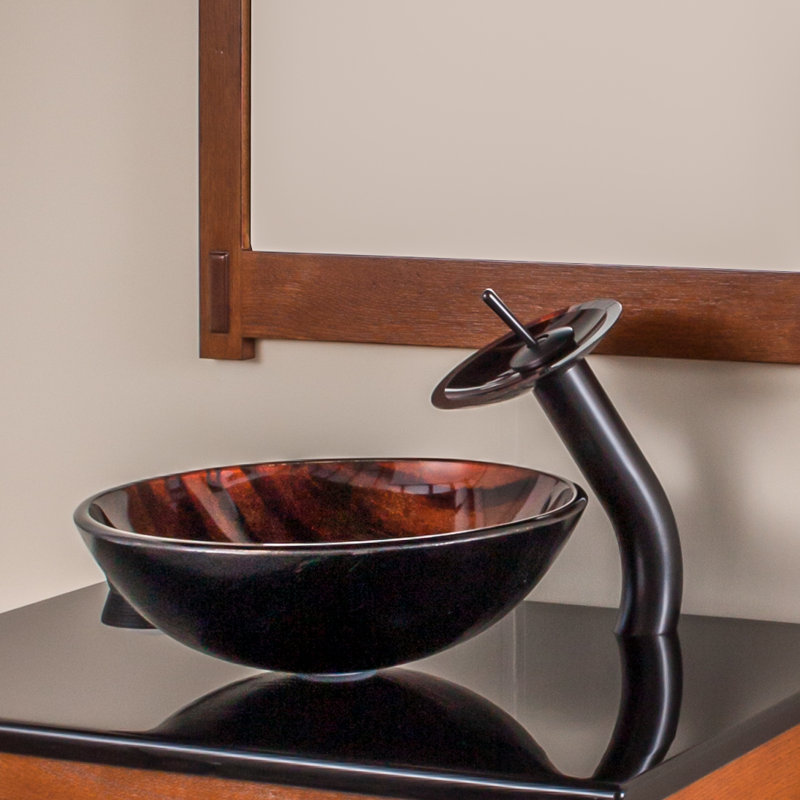 Novatto 16.5'' Glass Circular Bathroom Sink with Faucet