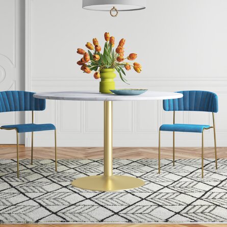 Lesley Round Marble Top Metal Base Dining Table