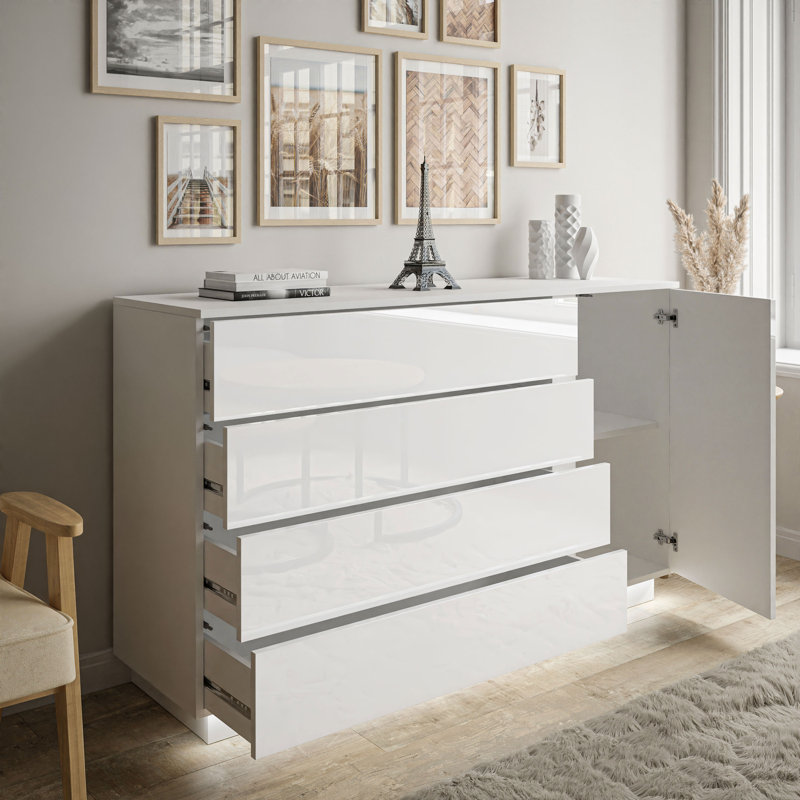 Varonique 4 Drawer 138cm W Combi Chest of Drawers